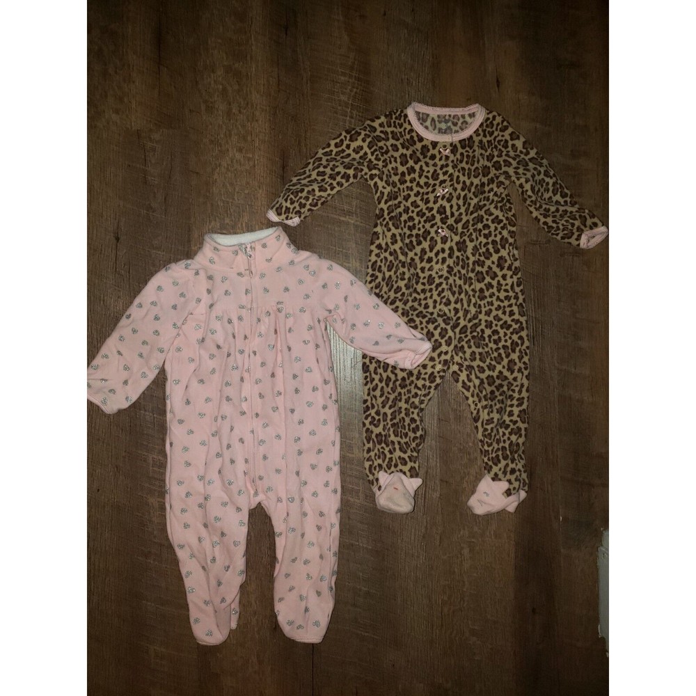 Lot Of 2 Carters 1 Pc 9 Month Girls Pjs